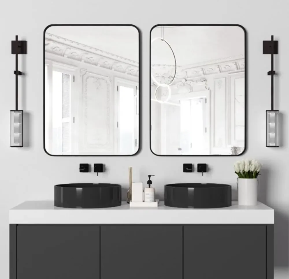 Manocorro 2-Pack Round Corner Bathroom Mirrors
